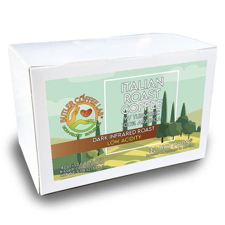 Italian Roast Coffee w/Turmeric - 12 Pod Box