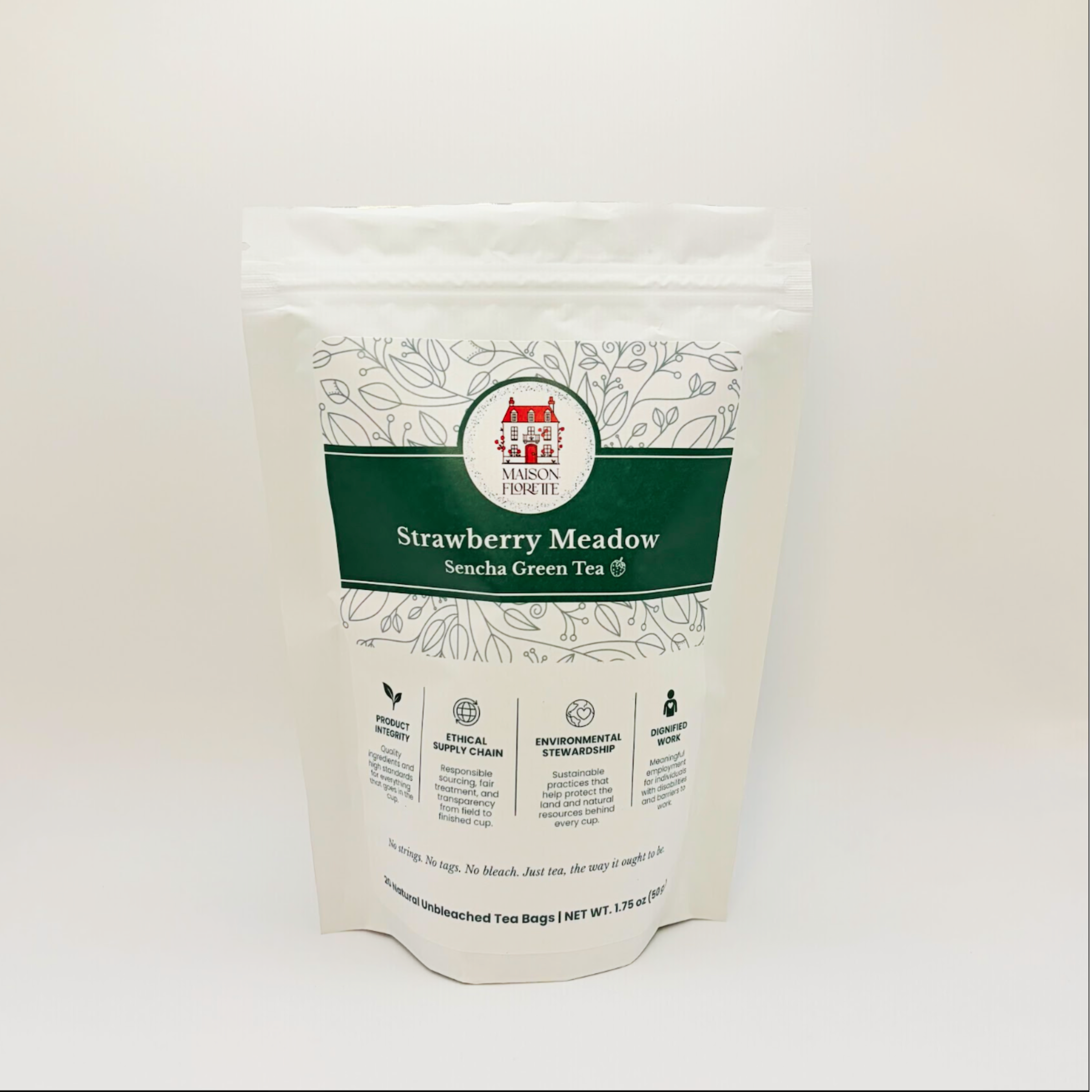 Strawberry Meadow Sencha Green Tea — 20 Natural Tea Bags