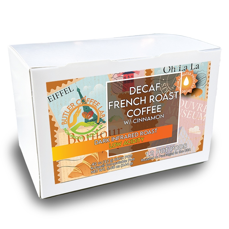 Decaf French Roast Coffee w/Cinnamon - 12 Pod Box