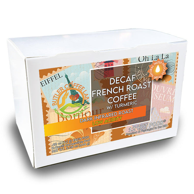 Decaf French Roast Coffee w/Turmeric - 12 Pod Box