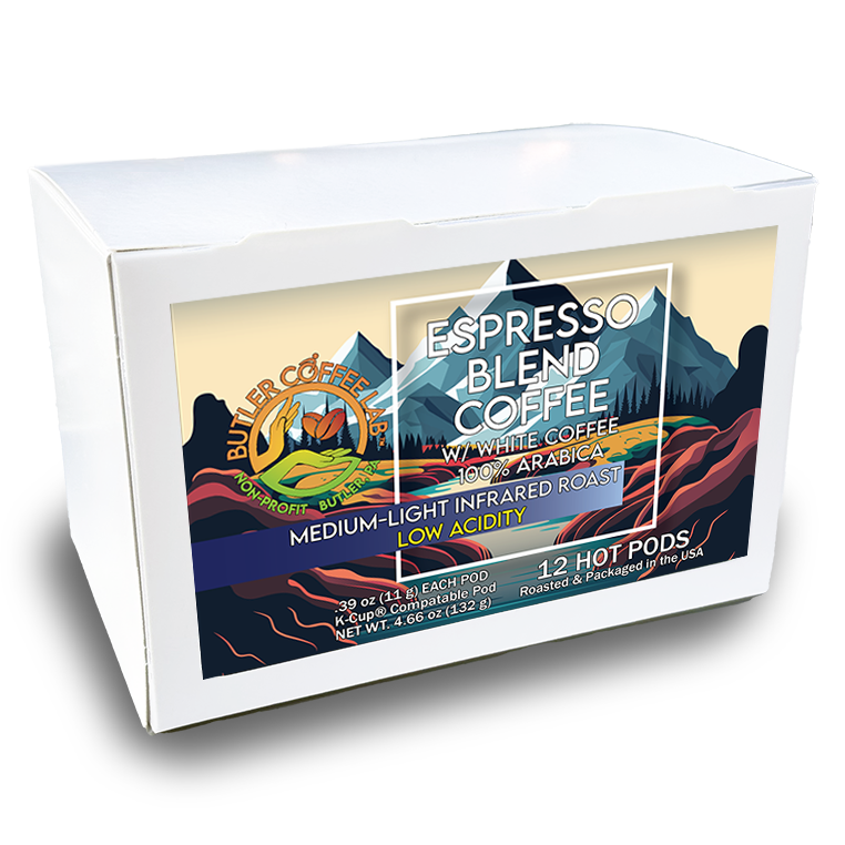Espresso Blend Coffee w/White Coffee - 12 Pod Box