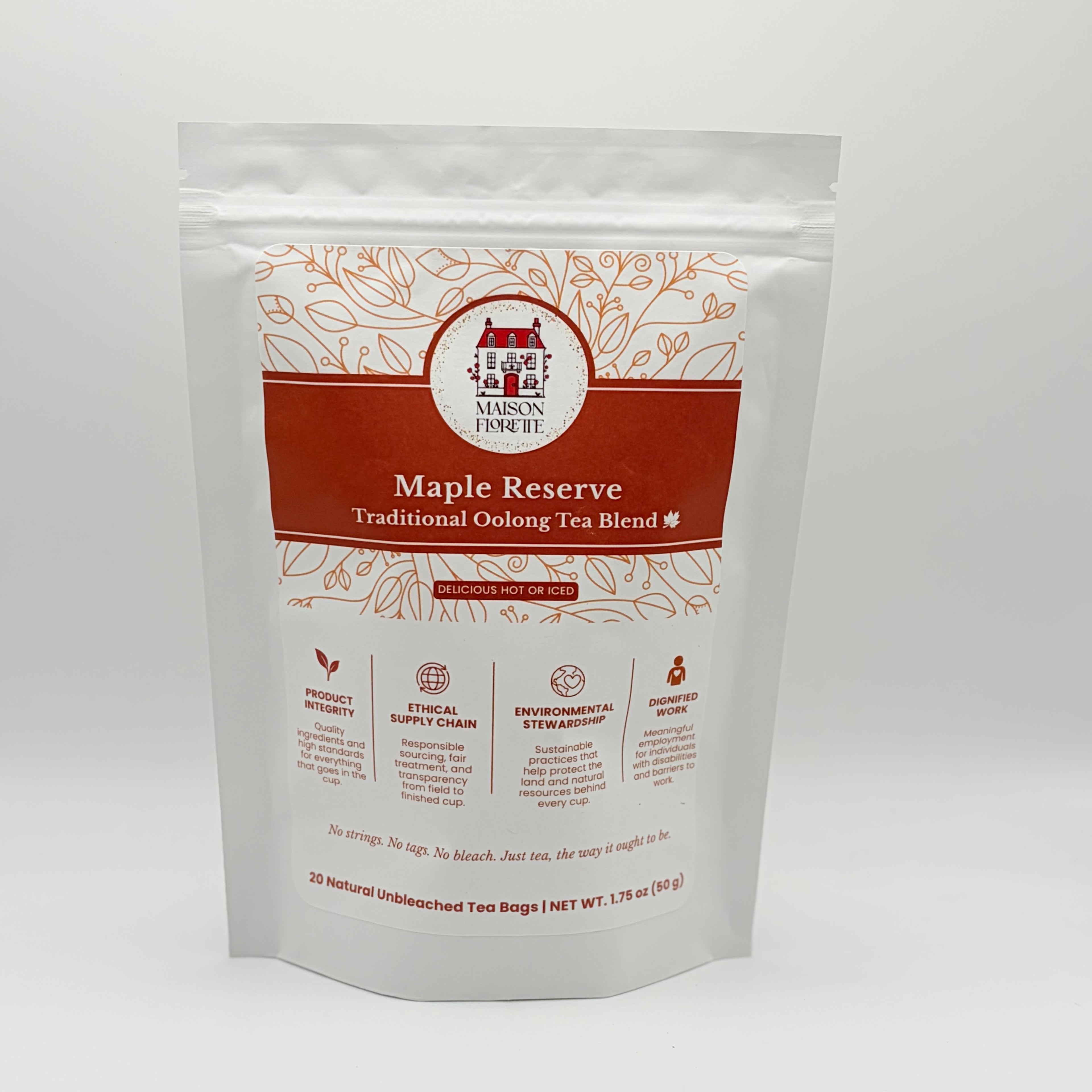 Maple Reserve Traditional Oolong Tea Blend - 20 Natural Tea Bags