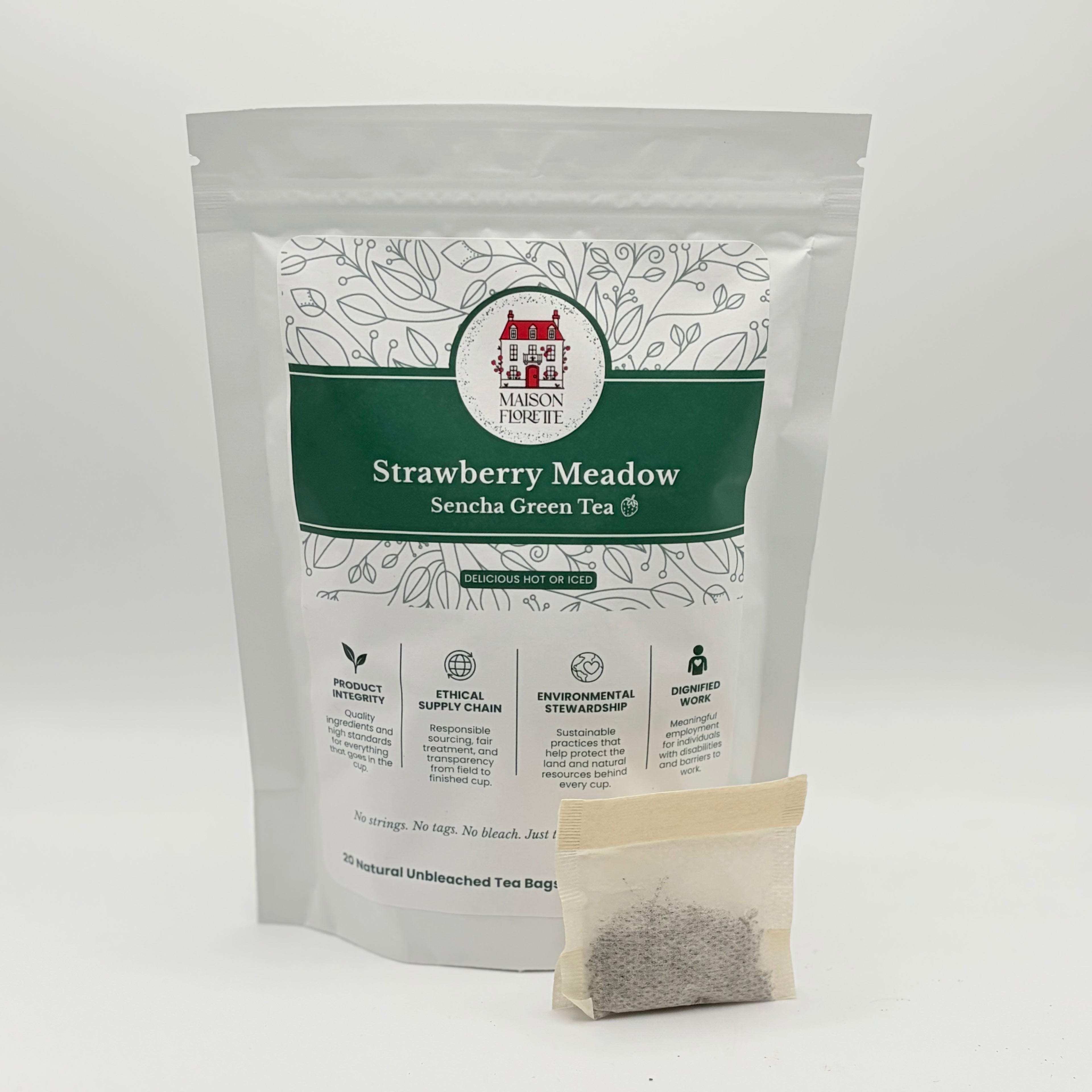 Strawberry Meadow Sencha Green Tea - 20 Natural Tea Bags