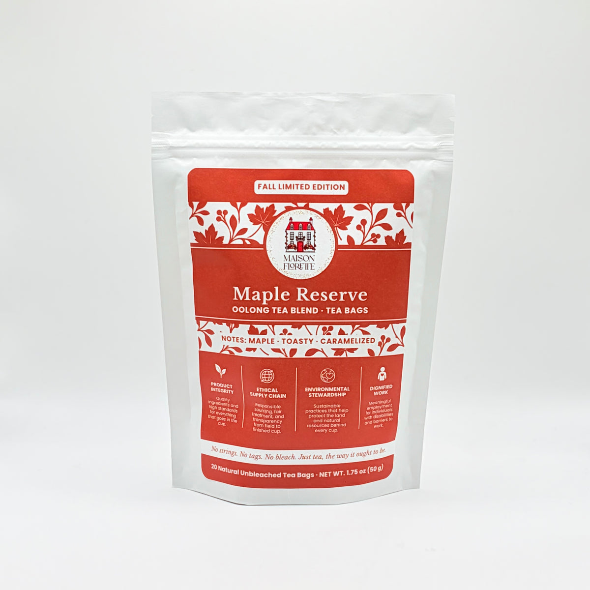 Maple Reserve Traditional Oolong Tea Blend - 20 Natural Tea Bags
